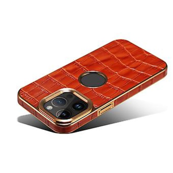 Denior Krokodille-Tekstureret PU-Etui til iPhone 15 (Mocha Brown)