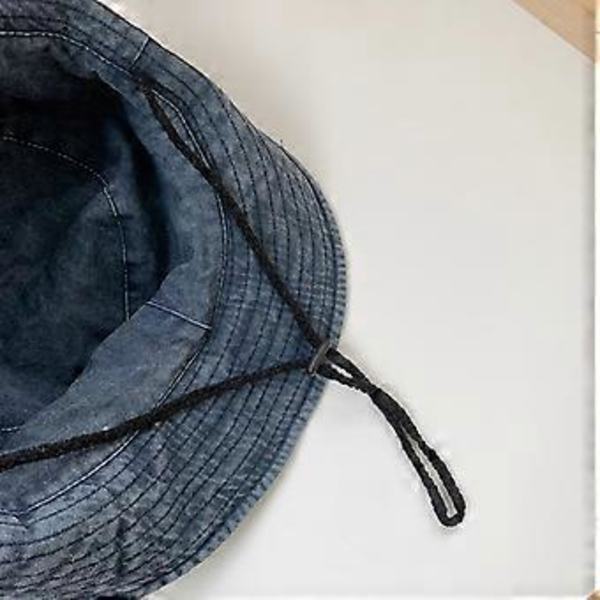 Udendørs Sport Vandring Fiskehat Solskærm Bred Skygge Åndbar Solhat Snøre Spandhat  Navy Blå (Navy Blå)