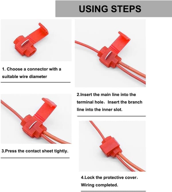 60 stk. Scotch Lock Quick Connectors, Scotch Lock Connectors, Quick Disconnect Connector (Rød)