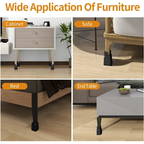 Justerbare møbelforhøjere 10 cm med skruetvinge, 4 tommer sengebenforhøjer, bord, sofa, skrivebord, tung D