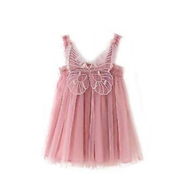 15% RABAT Børne mesh kjole Seler nederdel Prinsesse nederdel fødselsdag pompadour nederdel sommerfuglevinger Fe nederdel (120 Kød pink)