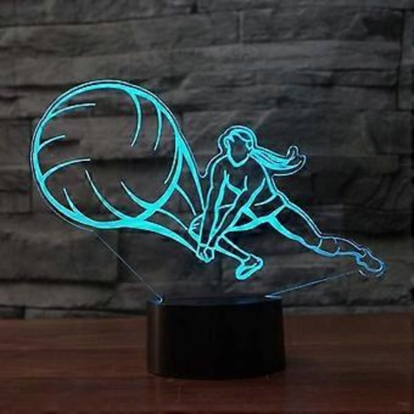 3D Volleyboll Nattlampa LED-lampa Illusion 7 Färgväxlande Touch Switch Bordsskiva Dekorationslampor Födelsedagspresent Akrylplatt ABS-bas USB Ca