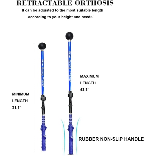 (Sort) Golf Swing Trainer, Foldbar Golf Swing Træningshjælpemiddel, Forbedre Hængsel Underarmsrotation Shou