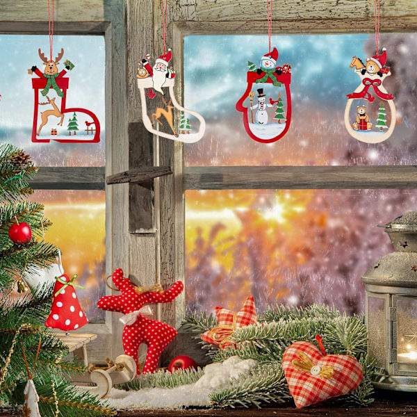 8 st Träjulgranspynt, Julgransdekoration, DIY W