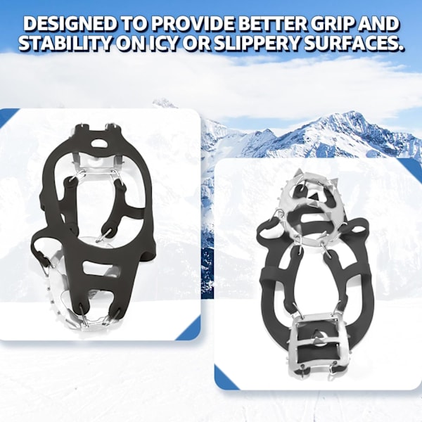Sne Crampons Sko - Anti-Ice Crampons Soles - Crampons med 18 Søm. Velegnet til vinter udendørs