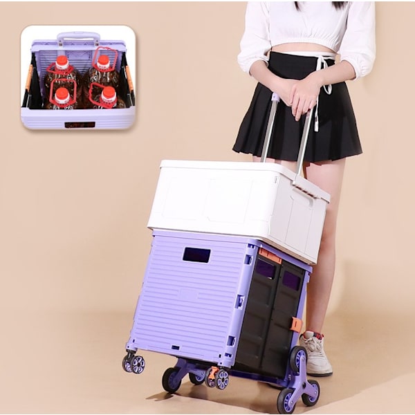 Sammenklappelig med hjul, 54L/45KG Multifunktionel og holdbar stor kapacitet Utility Cart med Teleskop