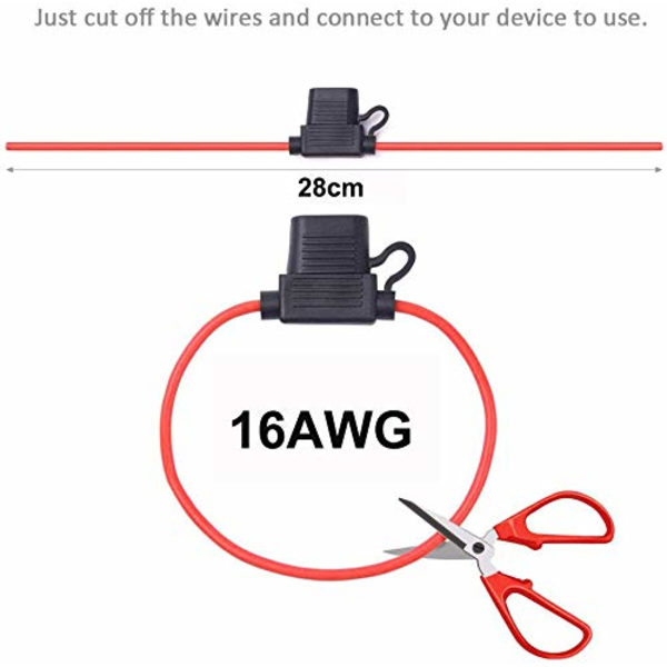 10 stk. 16AWG små vandtætte stikbare bladfuseholdere med ledning, 32V bladfuseholderholder, Ca