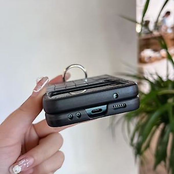 Krokodil-mönstrat fodral Kompatibelt med Samsung Galaxy Z Flip 4, Mjuk TPU-stötfångare Skyddande Skal med Ring