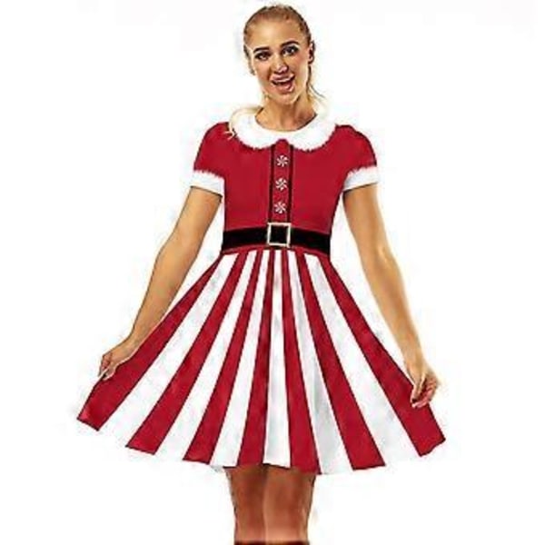 Ful Jultröjeklänning för Kvinnor Rött Grönt Tryck Julklänningar för Jul