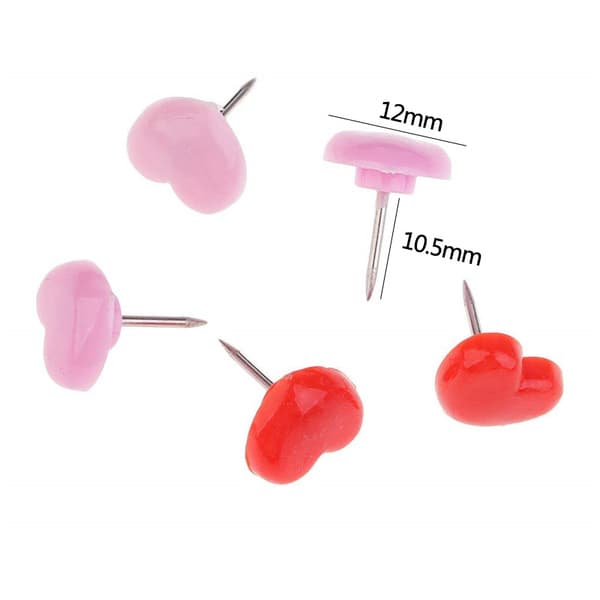 Sæt med 100 (pink+rød) dekorative plastik hjerteformede tegnestifter fo