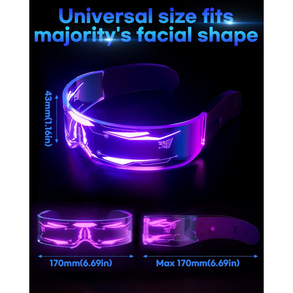 Thunder - Led-lasit - Valoisa lasit Cyberpunk Futuristiset Neon Rave DJ