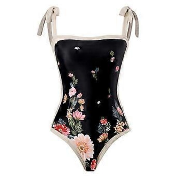 Dame Badedragter Blomstret Ferie Todelt Badetøj (XL Sort)