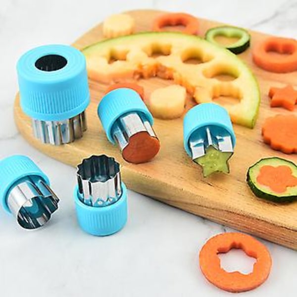 Kakformar i Rostfritt Stål, Blommönster, Kakor, Grönsaker, Frukt, Köksmodellering Verktyg (10-pack Blå)