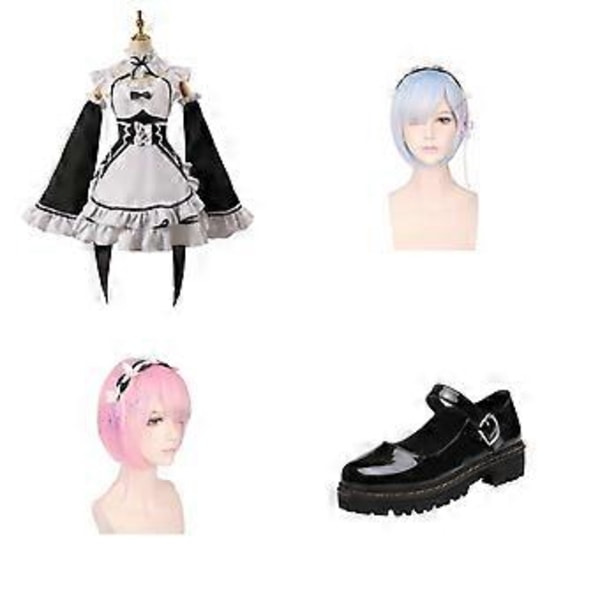 Nytt Anime Cosplay Fransk Forkle Pikerinne Kostyme for Kvinner S-XXXL (39 Svart)