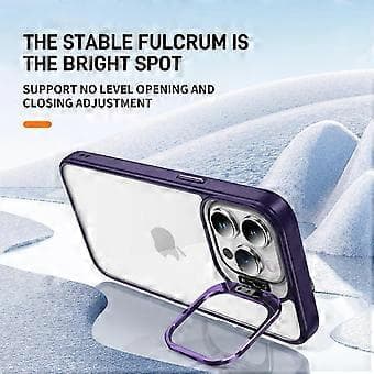 Til iPhone 14 Pro Etui Linsramme Støttefod TPU+Akryl Telefon Cover (Style E)
