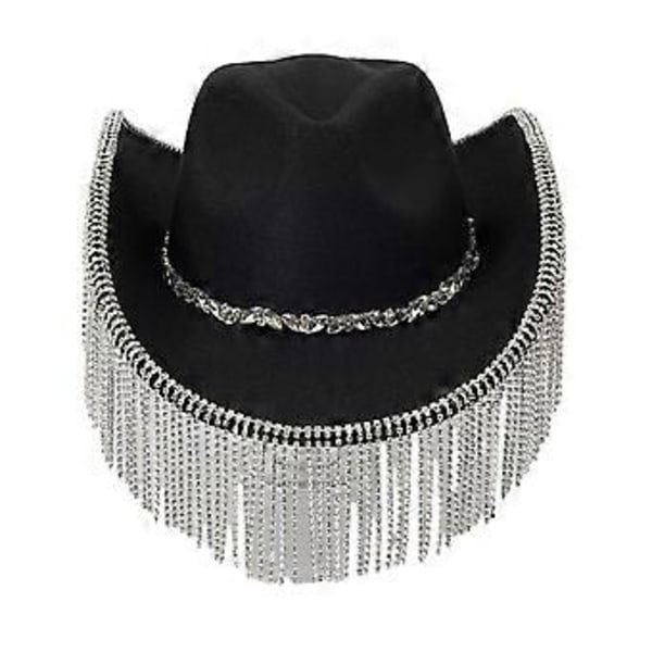Glittrande Cowboyhatt Toppar Kristall Vild för Möhippa Disco Kristall Cowboyhatt Discohatt för Skådespelare Skådespelerska Svart( )