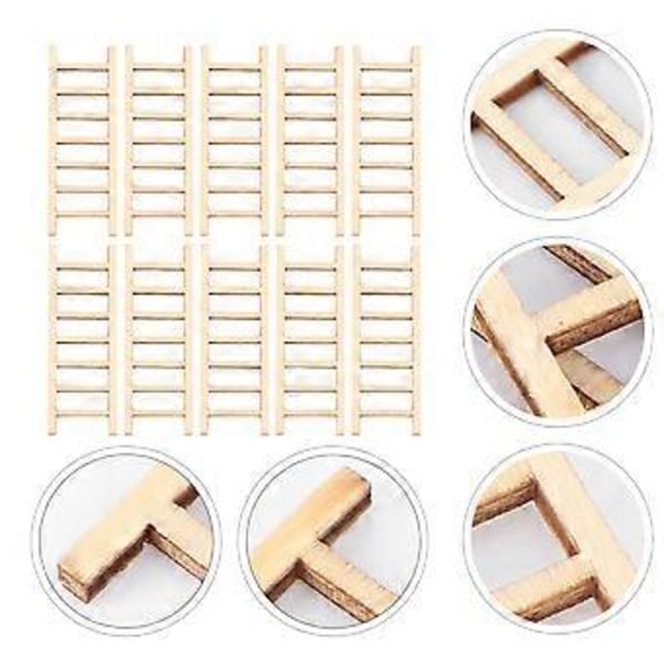 10 st Utomhus Prydnad Mini Trätrappa Miniatyrfigurer Djur Bonsai Prydnad Miniatyrer Trätrappa Stege