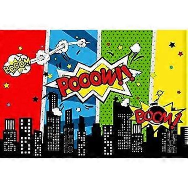 7x5ft Cartoon Comic City Super Hero Photography Backdrop Vinyl Humor Abstract Superhero Baby Shower Photo Background for Girl Kid Birthday Party Photo