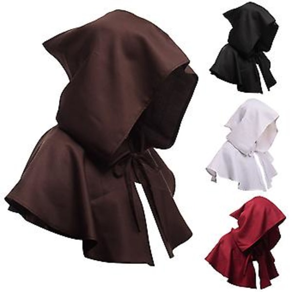 Fianao Miesten ja Naisten Keskiaikainen Huppuhattu Renessanssin Munkki Halloween Cosplay Huppupuku (Valkoinen)