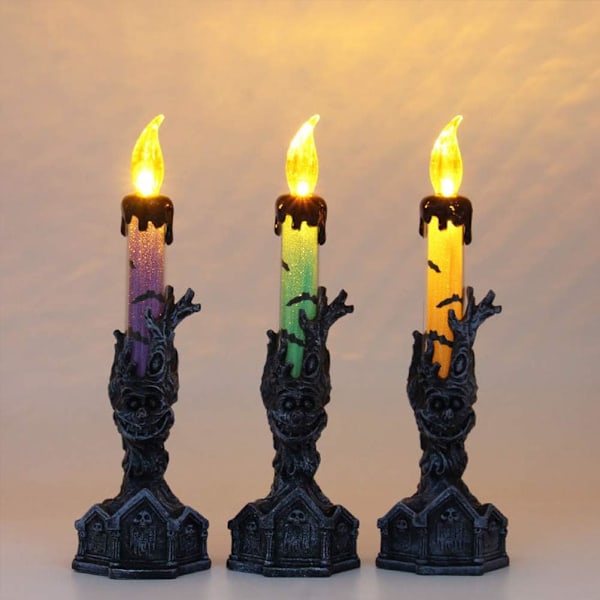 3 stk Halloween Flammeløse Lys Halloween Dekorasjon Lys Lampe