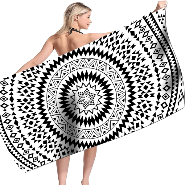 1 stk. Mikrofiber Strandhåndklæde, Stort Strandhåndklæde til Kvinder, Bærbart