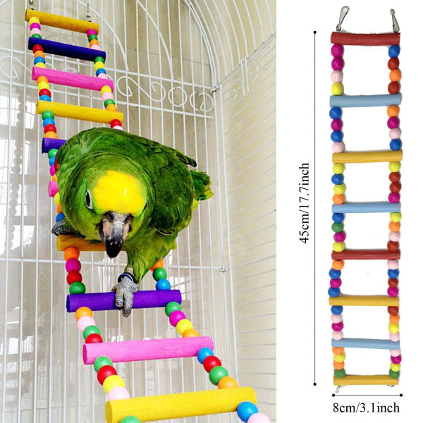 Bird Toys, 8 Pieces Wooden Feet Perches, Swings, Ladders, Perched