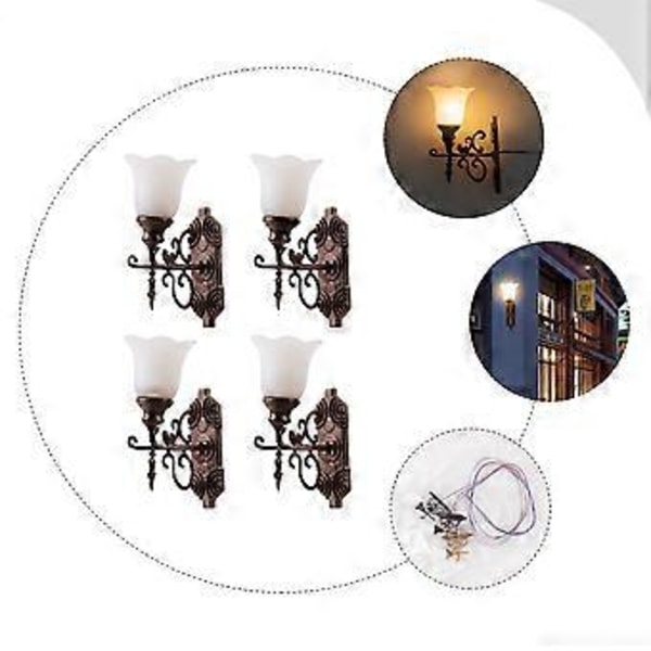 4 stk. Simulerte Mini Hagelys Modell Lys Modell Sandbord Lampe Dekorasjoner