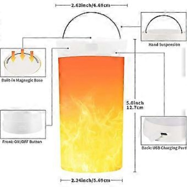 LED Natlampe LED Koldt Lys med Fjernbetjening USB Genopladelig, Blinkende LED Flammeeffekt