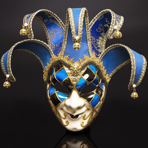 （blå）full venetiansk mask för män