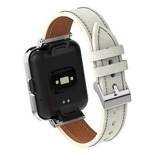 Läderarmband för Xiaomi Redmi Watch 2 (Varm Vit Silverfodral)