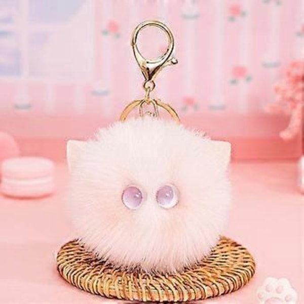 Monipuolinen pehmopallon avaimenperä Mini Blush -lelukissa Avaimenperät Pehmeät täytetyt leluriipukset DIY-avaimenperät Käsityökoriste (musta kissa siniset silmät)