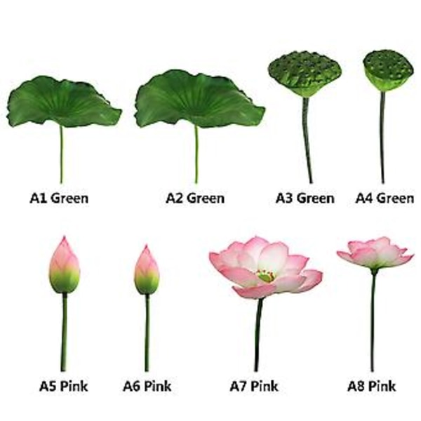 Helt Ny Kunstig Lotusstilk Falsk Lotusblomst Kunstige Knoppblomster for Hage Koi Fiskedam Akvarium Basseng Bryllupsdekor (Trompet lotusblad)