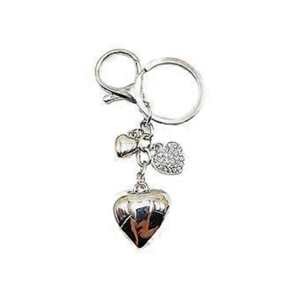 Makea viileä tuuli iso ja pieni persikkasydän avaimenperä Y2k Niche Diamonds Love -laukkukoriste naisille Hopea (Hopea)