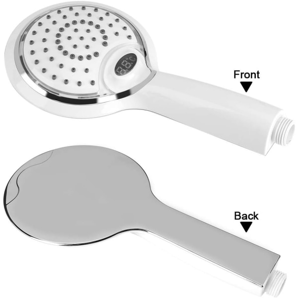 Håndholdt LED-brushoved - 3 farver skifter vandfald, LED-brushoved med digital temperatursensor