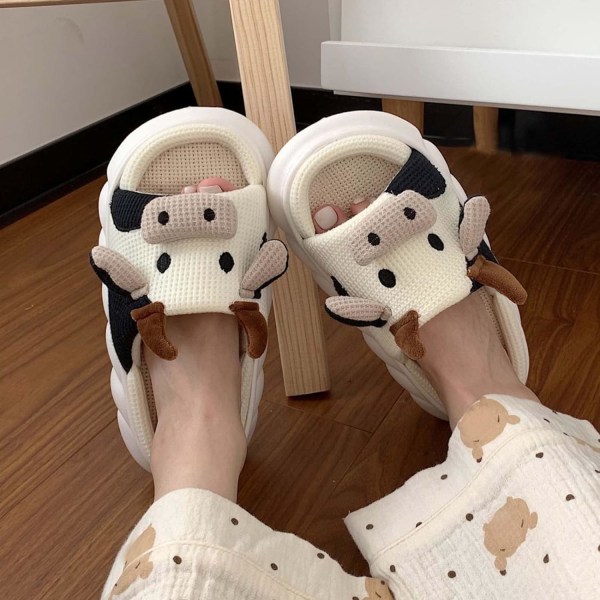38-39 Tofflor Sandaler Dam Sommarsandaler Med Ortopediskt Stöd Söta Ko Strand Flip Flops Och