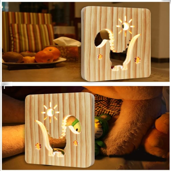 Trä LED-lampor för sovrum, 3D kreativa bordslampor, tjocka sänglampor