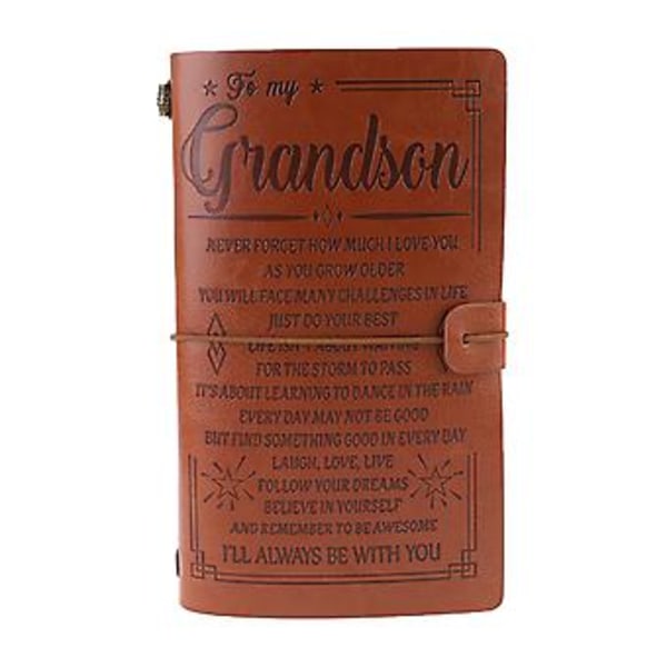 Vintage Graveret Kunstlæder Journal Notesbog Dagbog til Barnebarn (A)