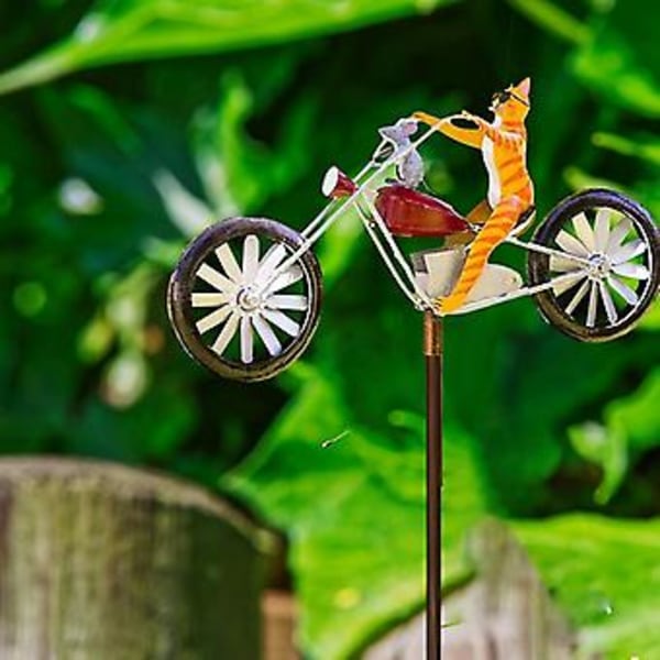 Tuuliskulptureja - 3D Eläin Tuulimylly Vintage Metalli Pyörä Spinner Piha Sisustus Nurmikko Tuulimylly Ulkokäyttöön Puutarhan Nurmikon Koristeluun Kissa