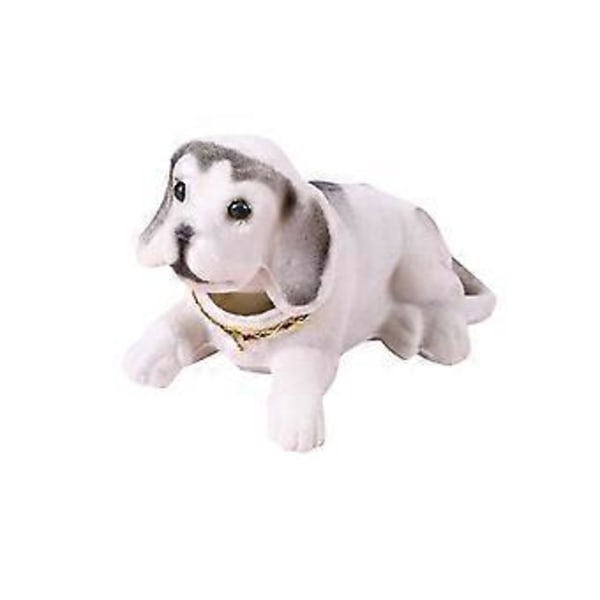 Skakande Huvud Hund Bil Ornament Bil Instrumentbräda Ornament Leksaker Hantverk Söt Skrivbordsdekoration för Hem Skrivbord Bil Interiör Dekor Kontorsdekor (Vit)