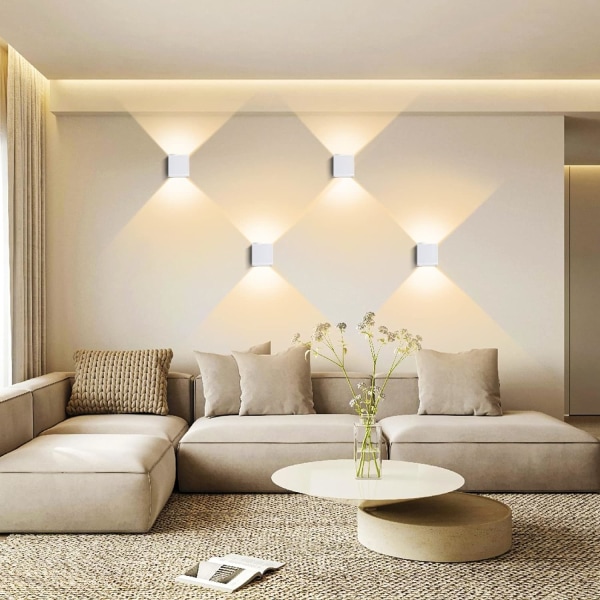 LED-vägglampa inomhus 4 st, 3000K inomhusvägglampor, 6W LED-vägglampa