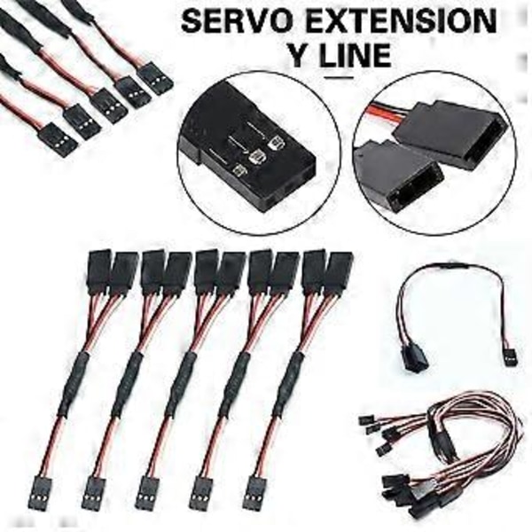 30-kjerne/60-kjerne Servo Forlengelses-Y-kabel Hann til Hunn Forlengelsesledninger for R C Helikoptre (15 cm 30 Kjerne Brun)
