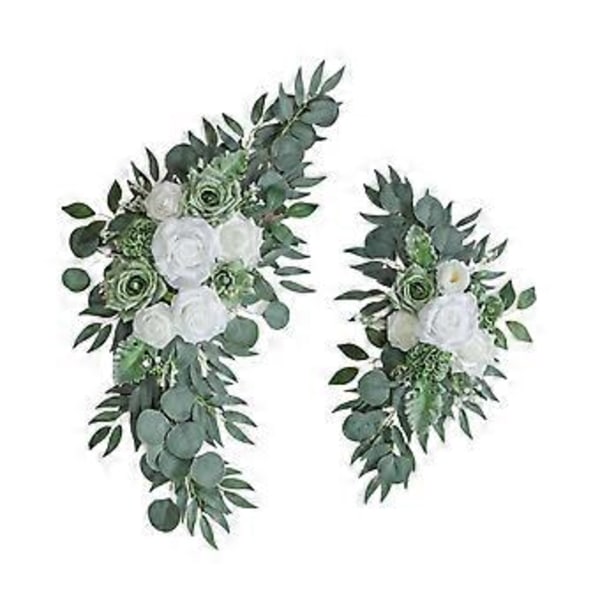 2 stk. Kunstige Bryllupsbue Blomster, Kunstig Blomster Swag Hængende Bryllupsdekoration, Baggrundsdekoration til Hjemmet, (Stil C)