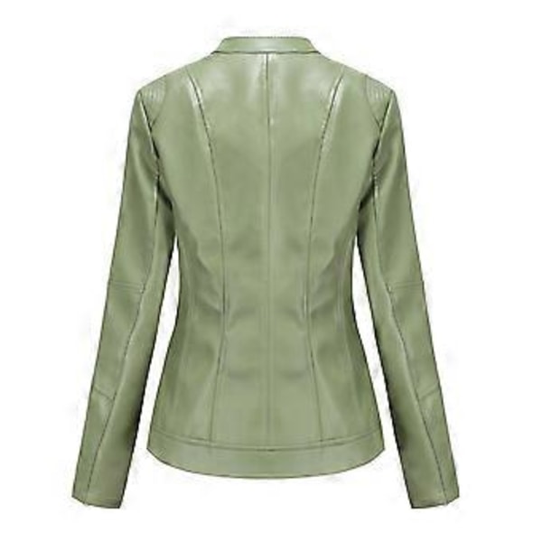 Trendy skinnjakke for kvinner, jakke med ståkrage, tynn skinnjakke for vår og høst (4XL Grønn)