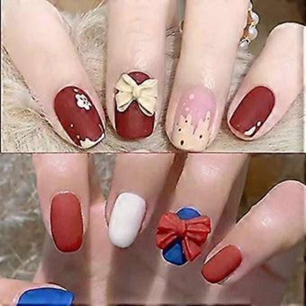 100 st 3D Rosett Nagelkonst Dekorationer, Färgglada Rosett Nageltillbehör 3D Rosetter Nagelcharms för Akryl Resin Flatback Nagelkonst Design ##-2.Obs: Inget lim