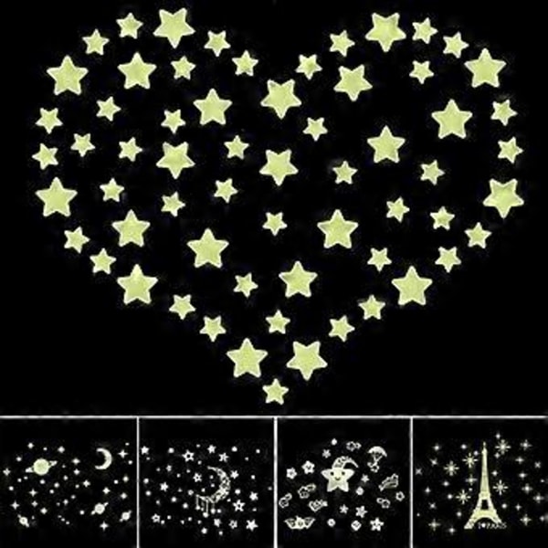 DIY Tähdet Eiffel-torni Pimeässä Hohtavat Seinätarrat Fluoresoivat Valotarrat Qinhai(32 )