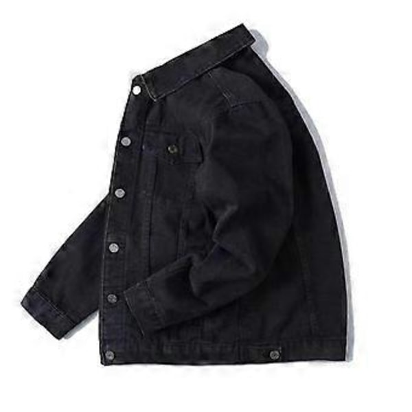 Herrjacka Denim Retro Hip Hop Stil Lös Enkelknäppt Långärmad Kavaj Multi Fickor Casual Streetwear Plus Size Herrrock (4XL svart)