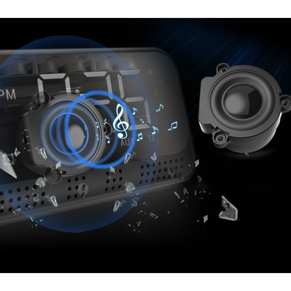 Väckarklocka med Bluetooth-högtalare/bakgrundsbelysning/spegelskärm, D