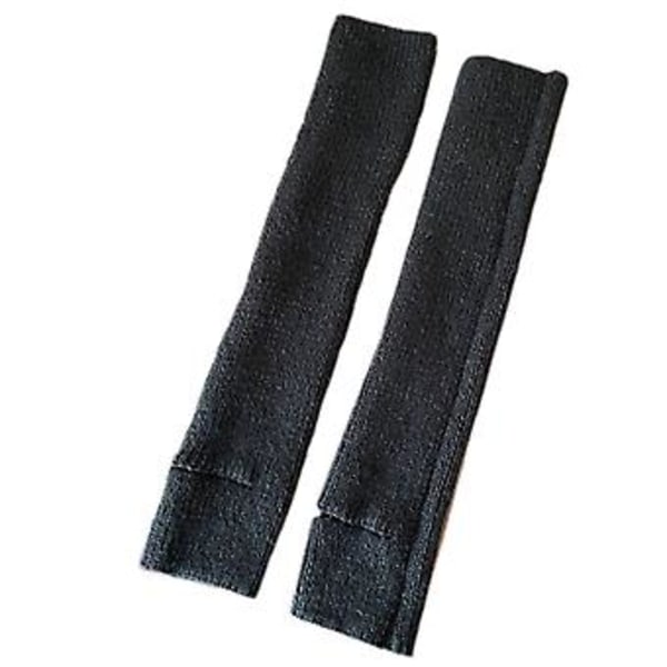 Dam & Flickor Vinter Ihåliga Stirrup Benvärmare Enkel Solid Färg Ribbad Stickad Knähög Fotlös Strumpor Yoga Balett Dans Stövlar Manschetter Cover (Svart)