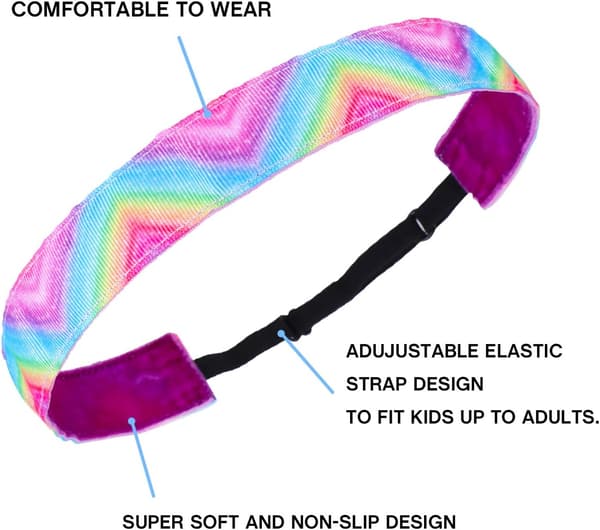 8-pack pannband Tie Dye pannband flickor barn elastiska bandanas Non