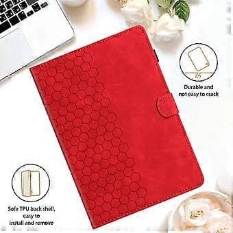 Præget PU-etui til Samsung Galaxy Tab A9 (Rød)